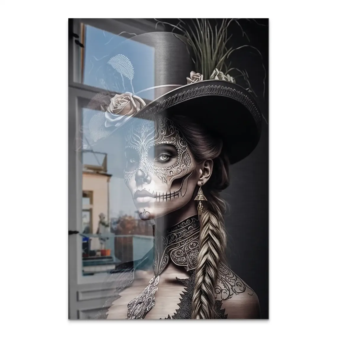 Velvet Noir La Catrina Alu Dibond Bild gebürstet INGALERIE