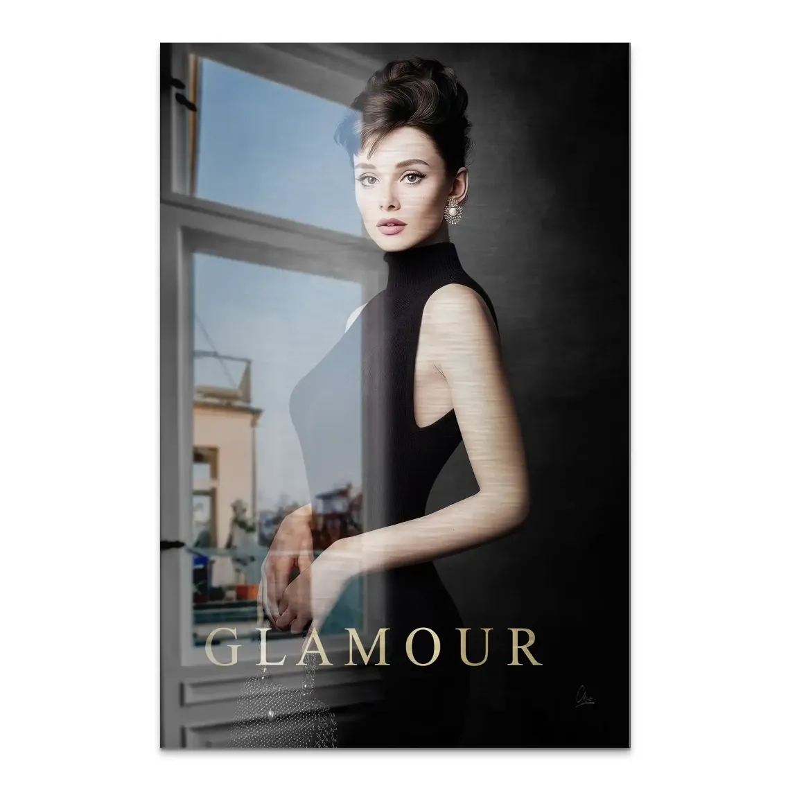 Audrey Glam Noir Alu Dibond Bild gebürstet