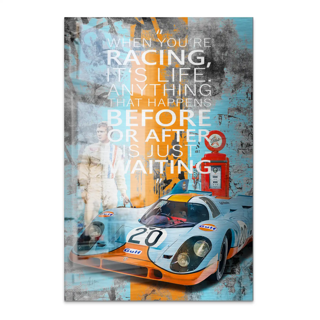 Steve Racing Is Life Alu Gebürstet Bild INGALERIE