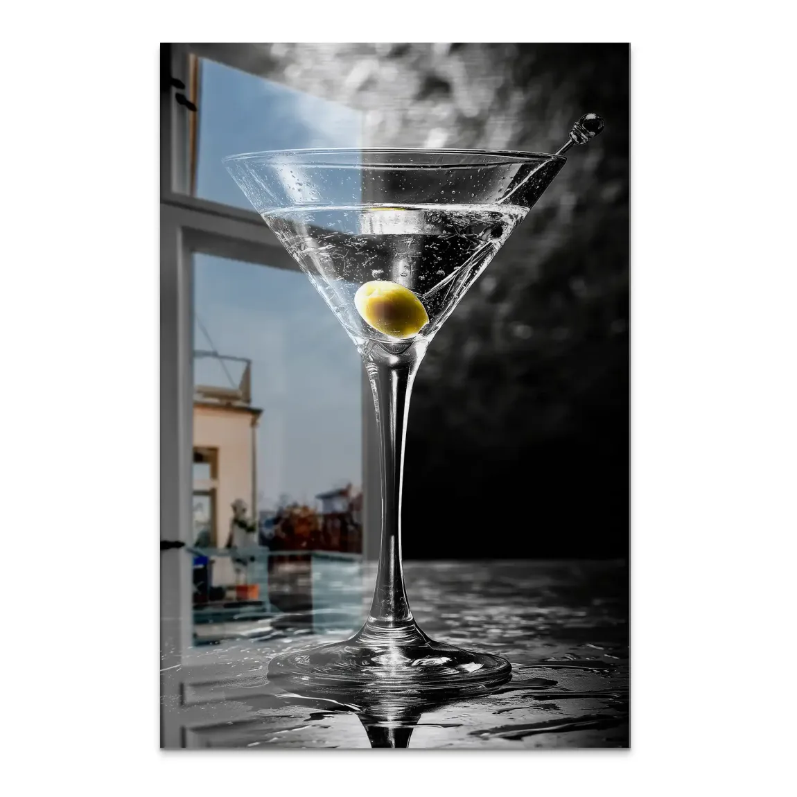 Martini Glas Noir Alu Dibond Bild gebürstet