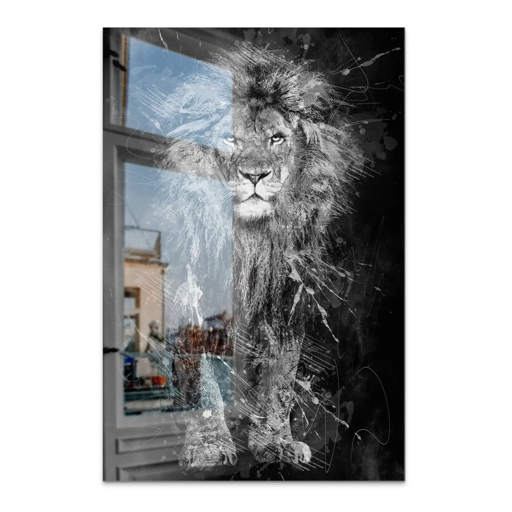 Lion Dark Splash AluDibond Gebürstet INGALERIE