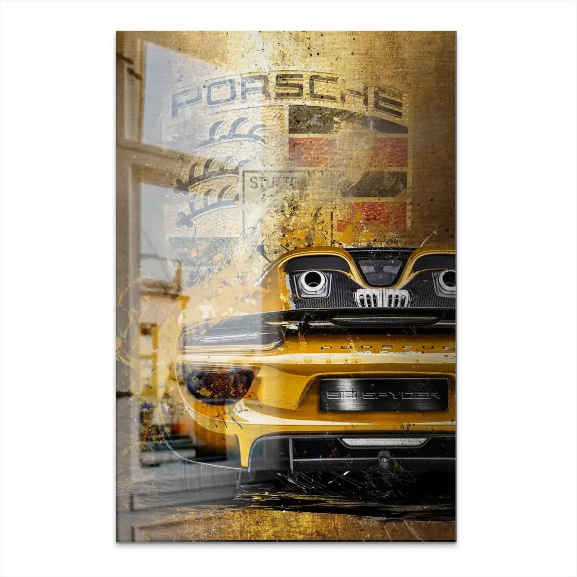Porsche 918 Gold Style AluDibond Gebürstet INGALERIE