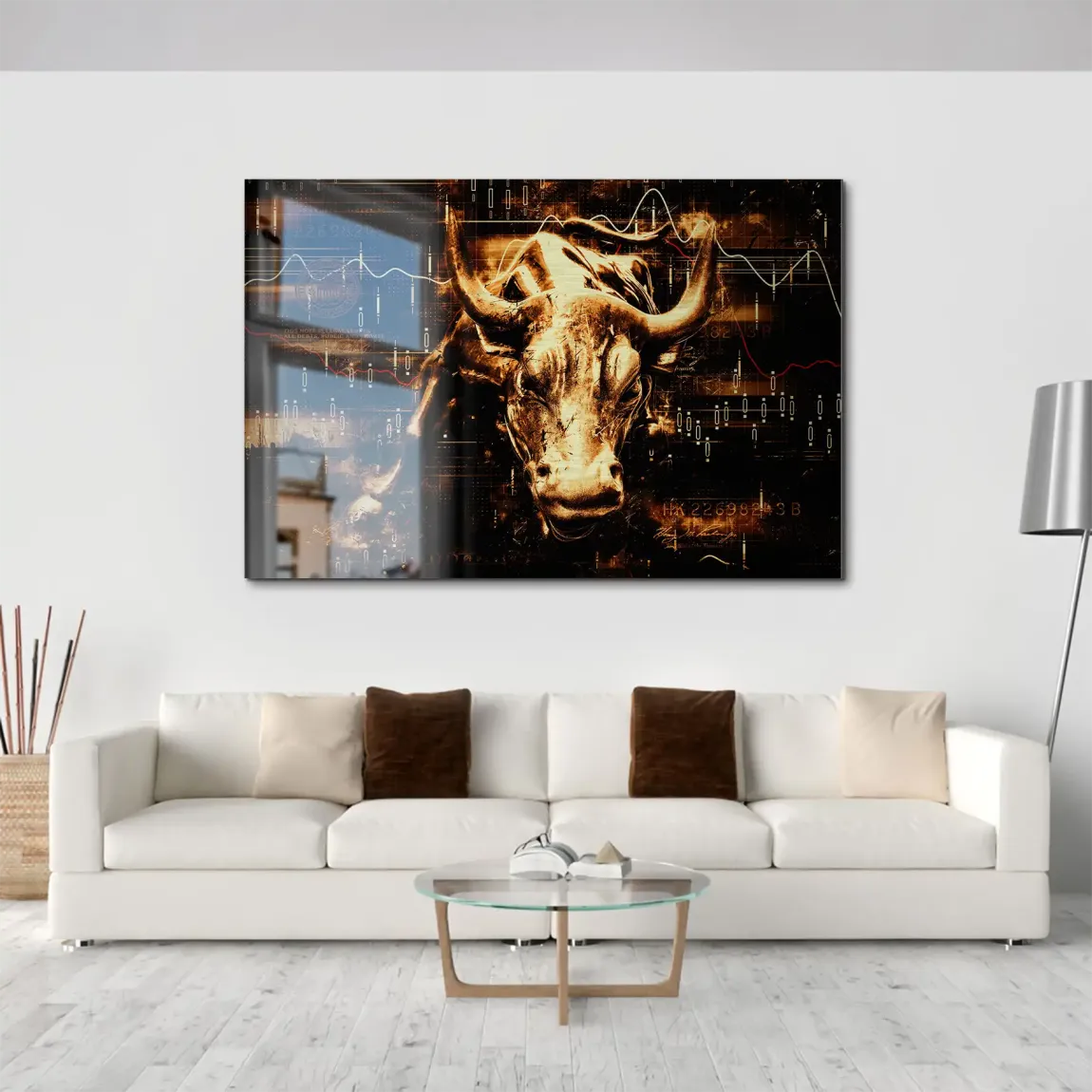 Börsenbulle Retro Art Aluminiumbild gebürstet