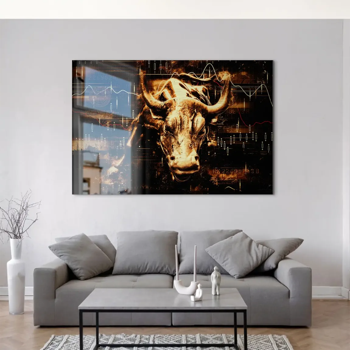 Börsenbulle Retro Art Aluminiumbild gebürstet