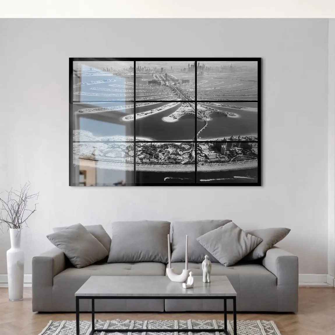 Palm View Dubai Noir AluDibond Gebürstet