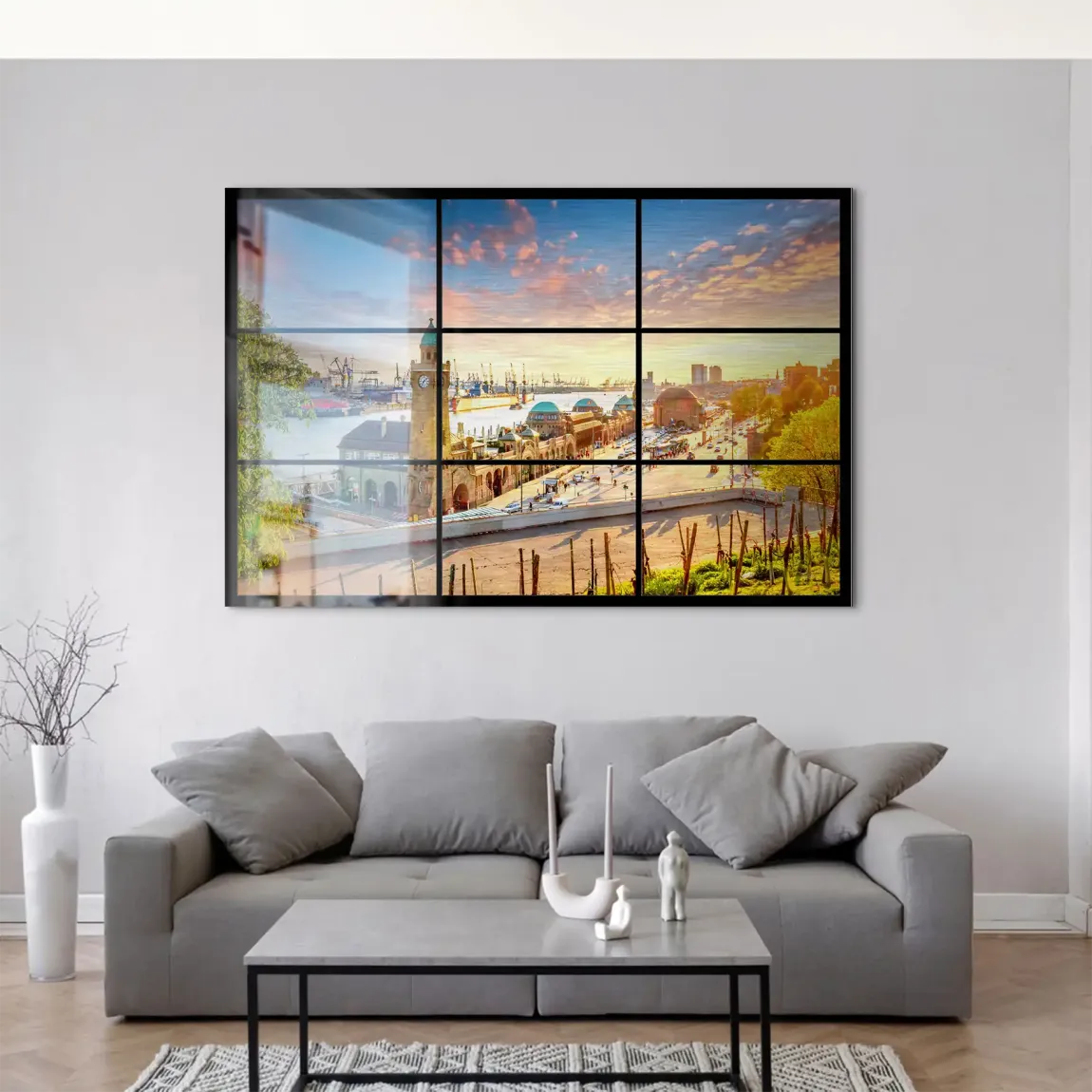 Hamburg Sunset View AluDibond Gebürstet