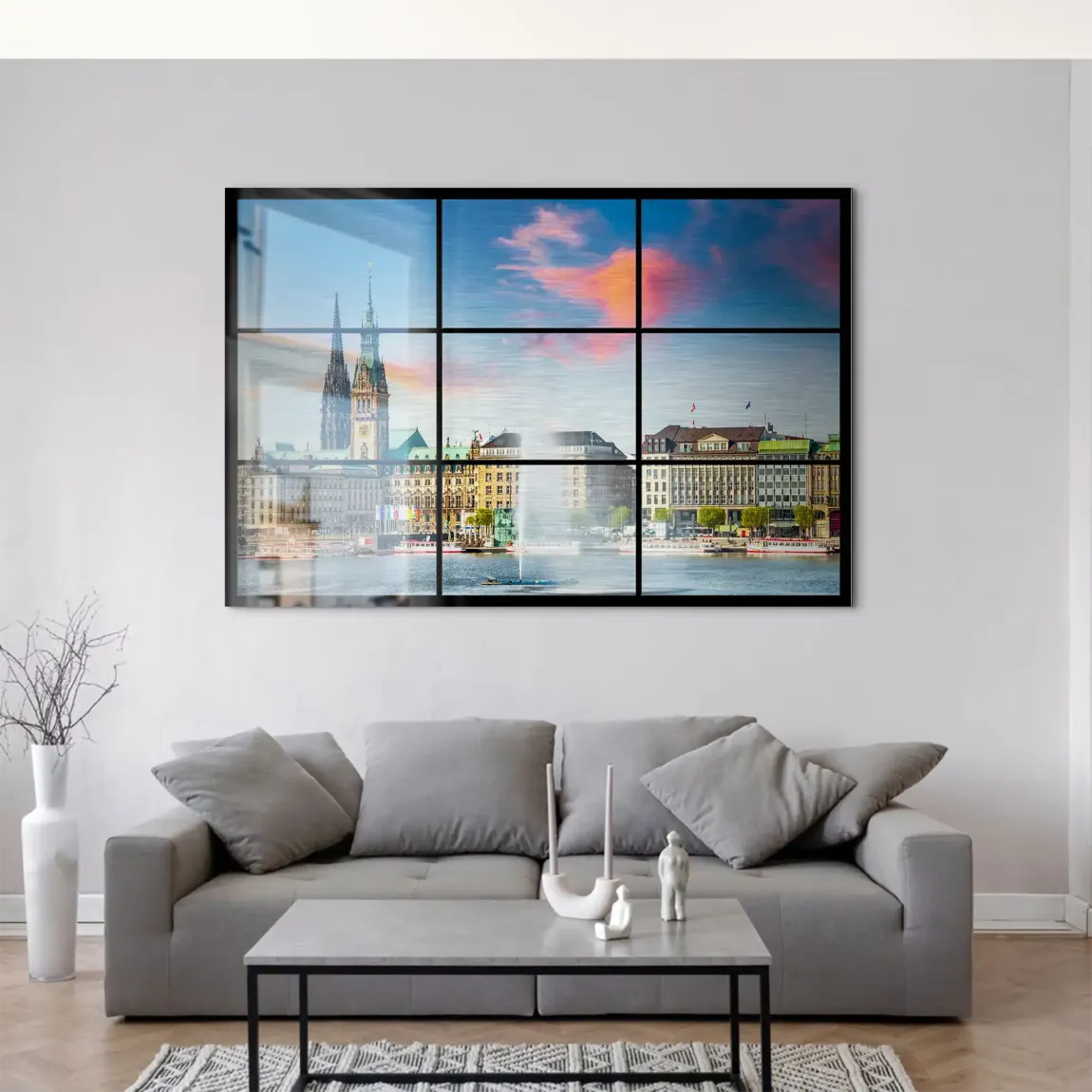 Sunset View Hamburg AluDibond Gebürstet
