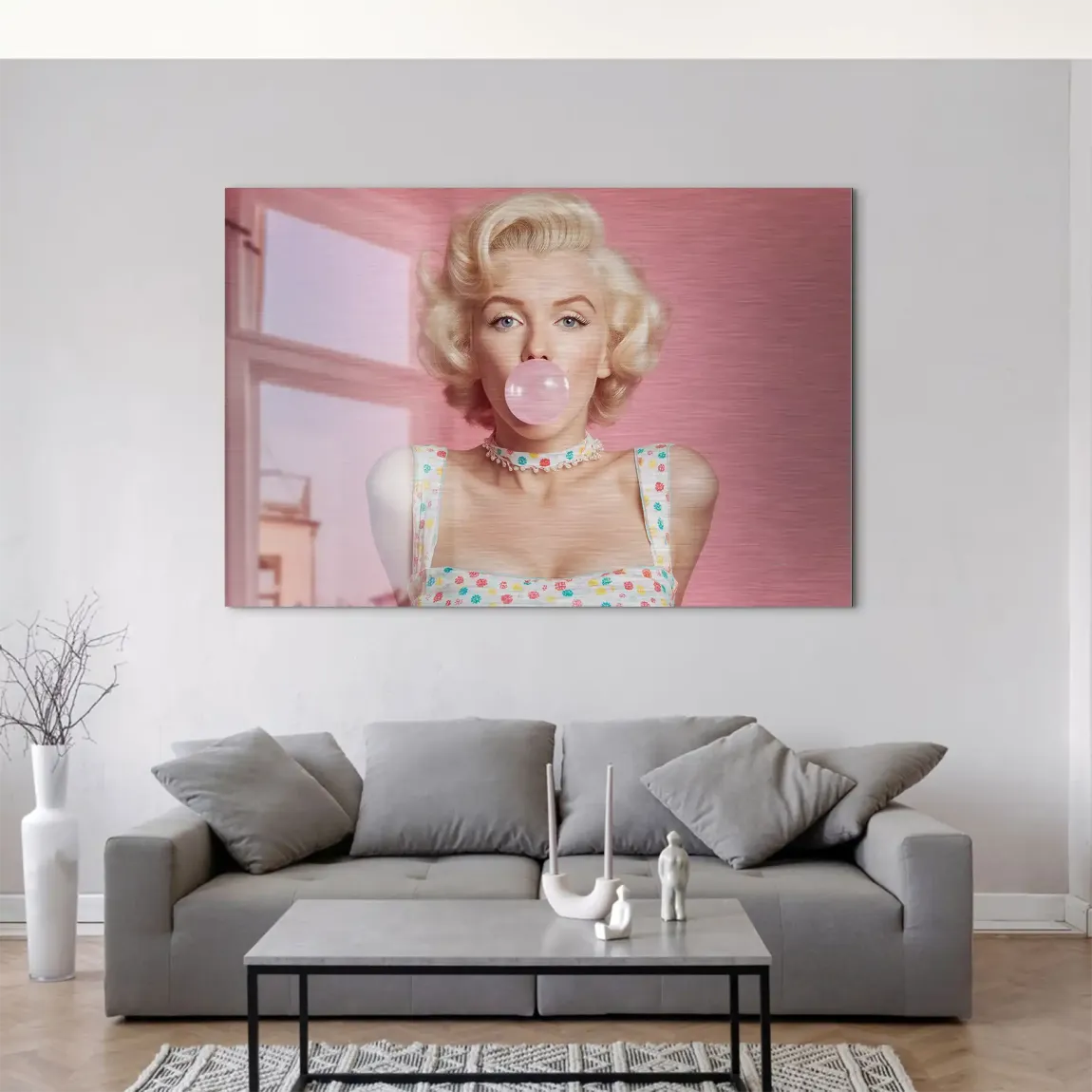 Marilyn Monroe Pink Bubble AluDibond Gebürstet