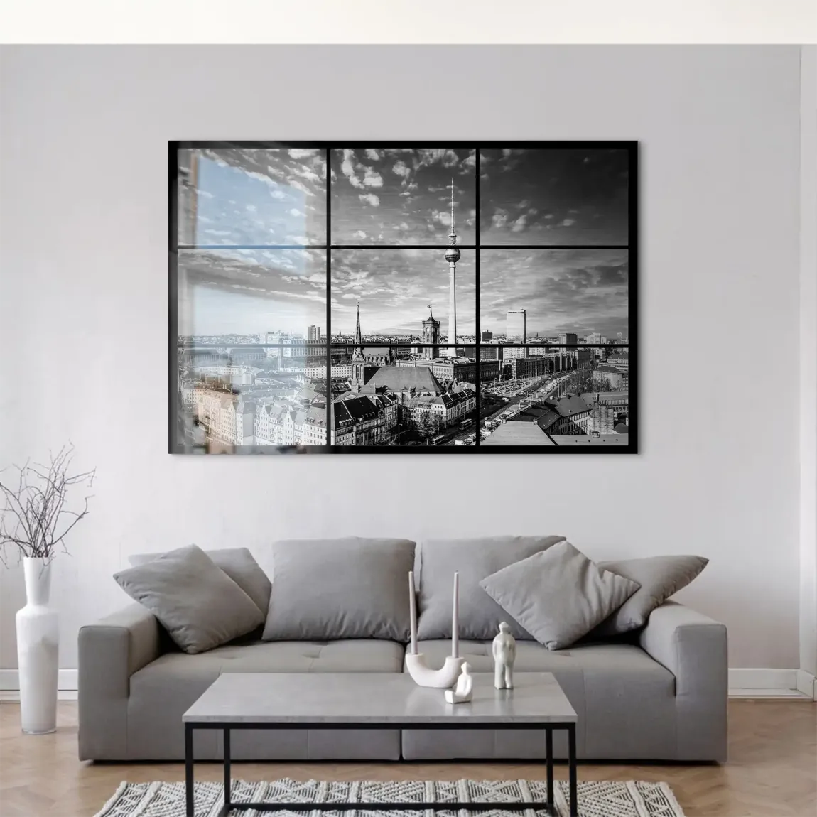 Berlin Skyline Noir AluDibond Gebürstet