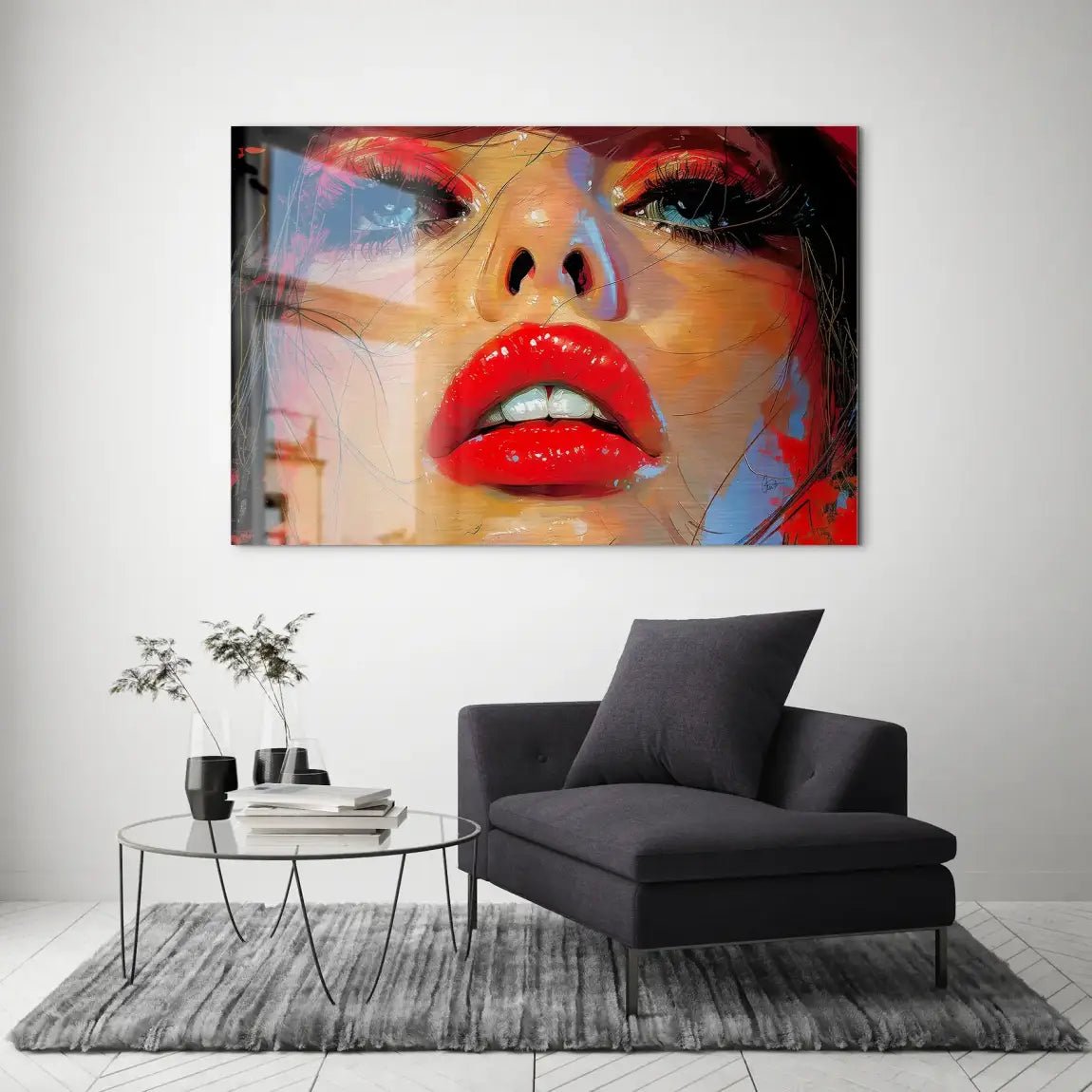 Red Lips Abstrakt AluDibond Gebürstet INGALERIE