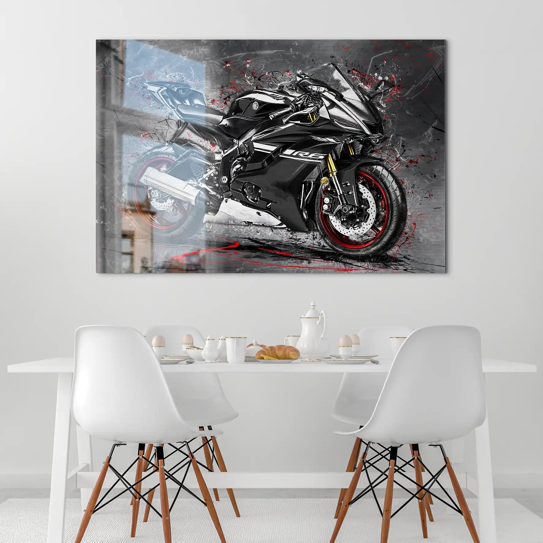 Yamaha R6 Abstrakt Black AluDibond Gebürstet INGALERIE