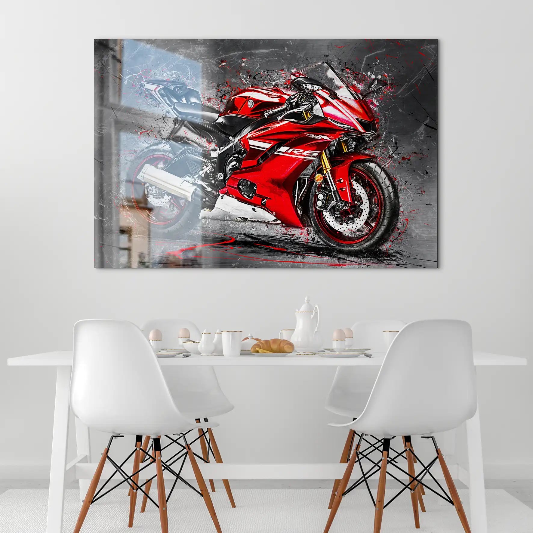 Yamaha R6 Abstrakt Rot AluDibond Gebürstet INGALERIE