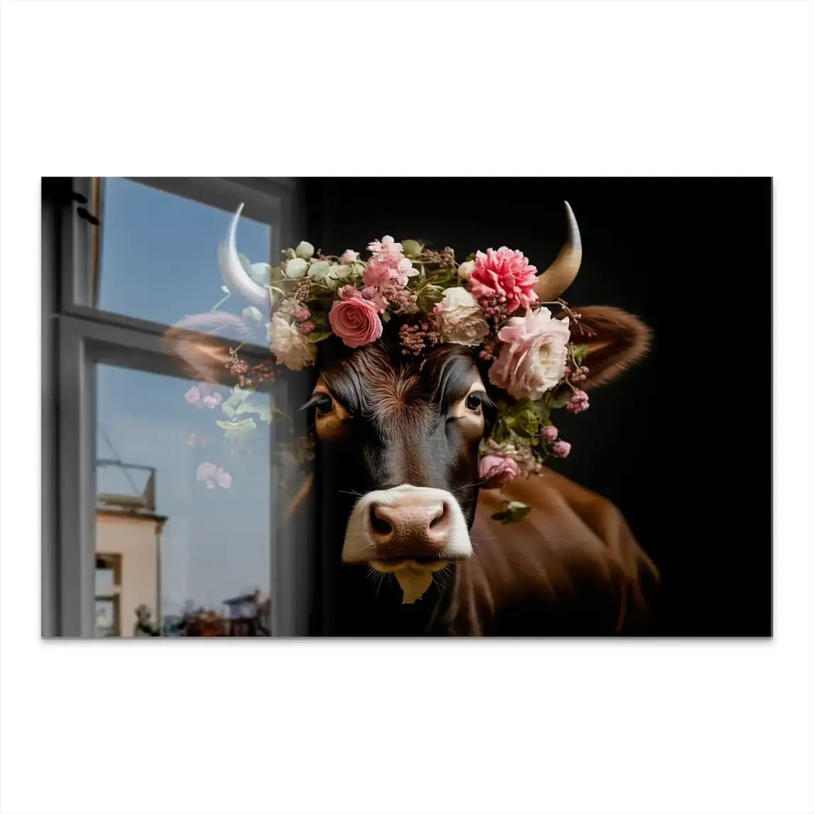 Kuh liebt Blumen AluDibond Gebürstet INGALERIE