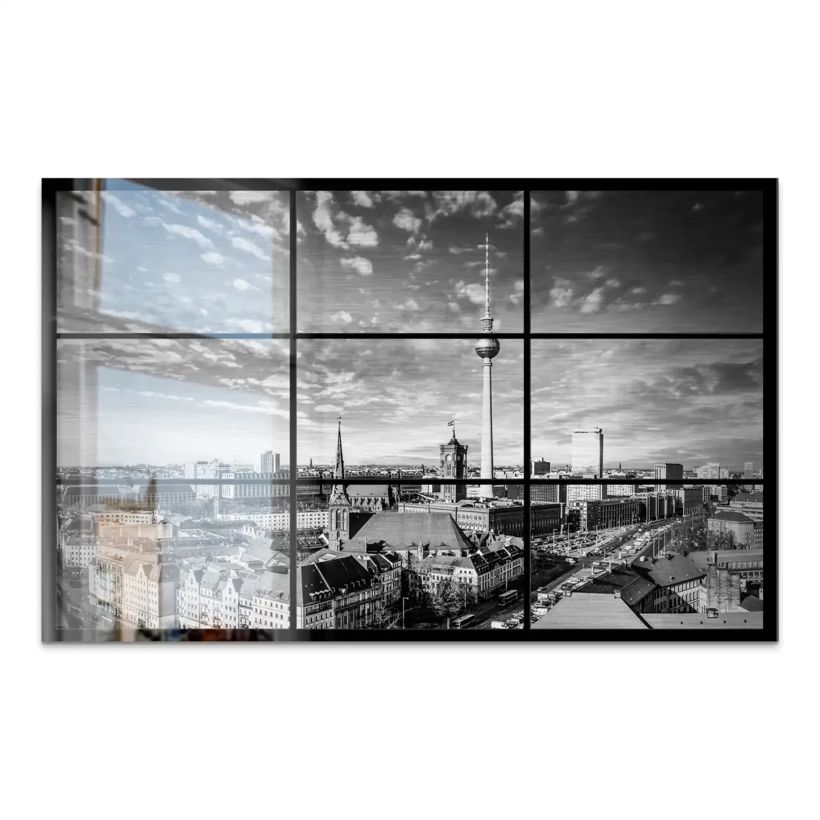 Berlin Skyline Noir AluDibond Gebürstet