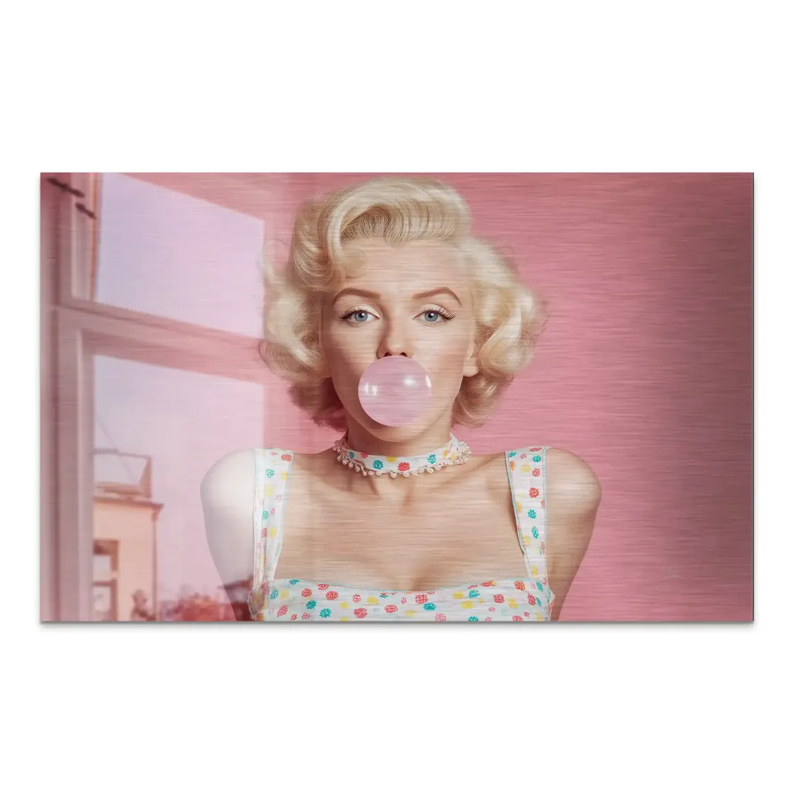 Marilyn Monroe Pink Bubble AluDibond Gebürstet
