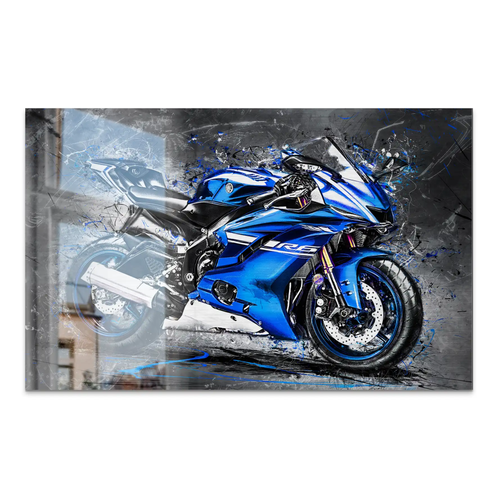 Yamaha R6 Abstrakt Blau AluDibond Gebürstet INGALERIE