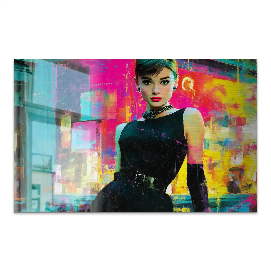 Audrey Hepburn Midnight Elegance AluDibond Gebürstet