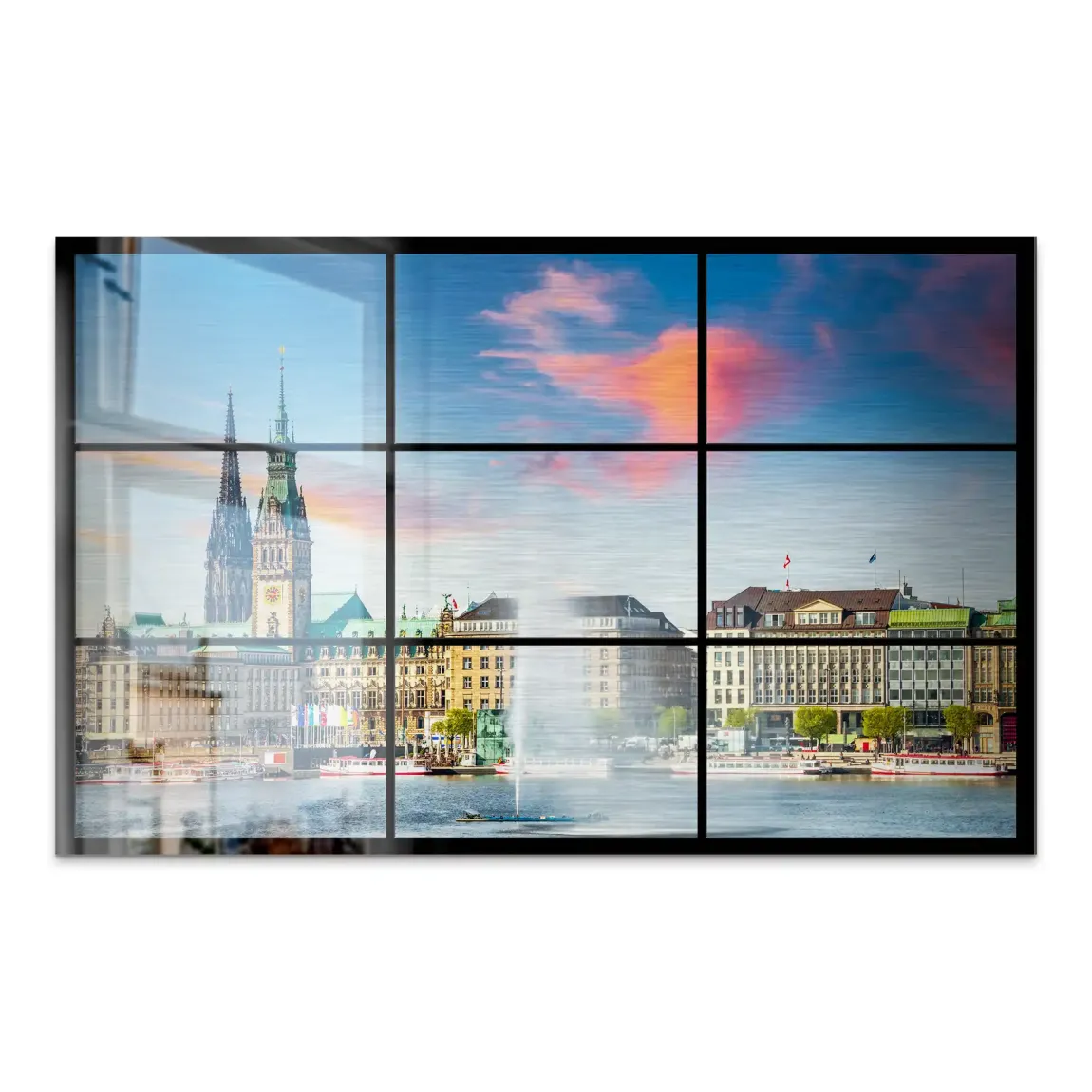 Sunset View Hamburg AluDibond Gebürstet