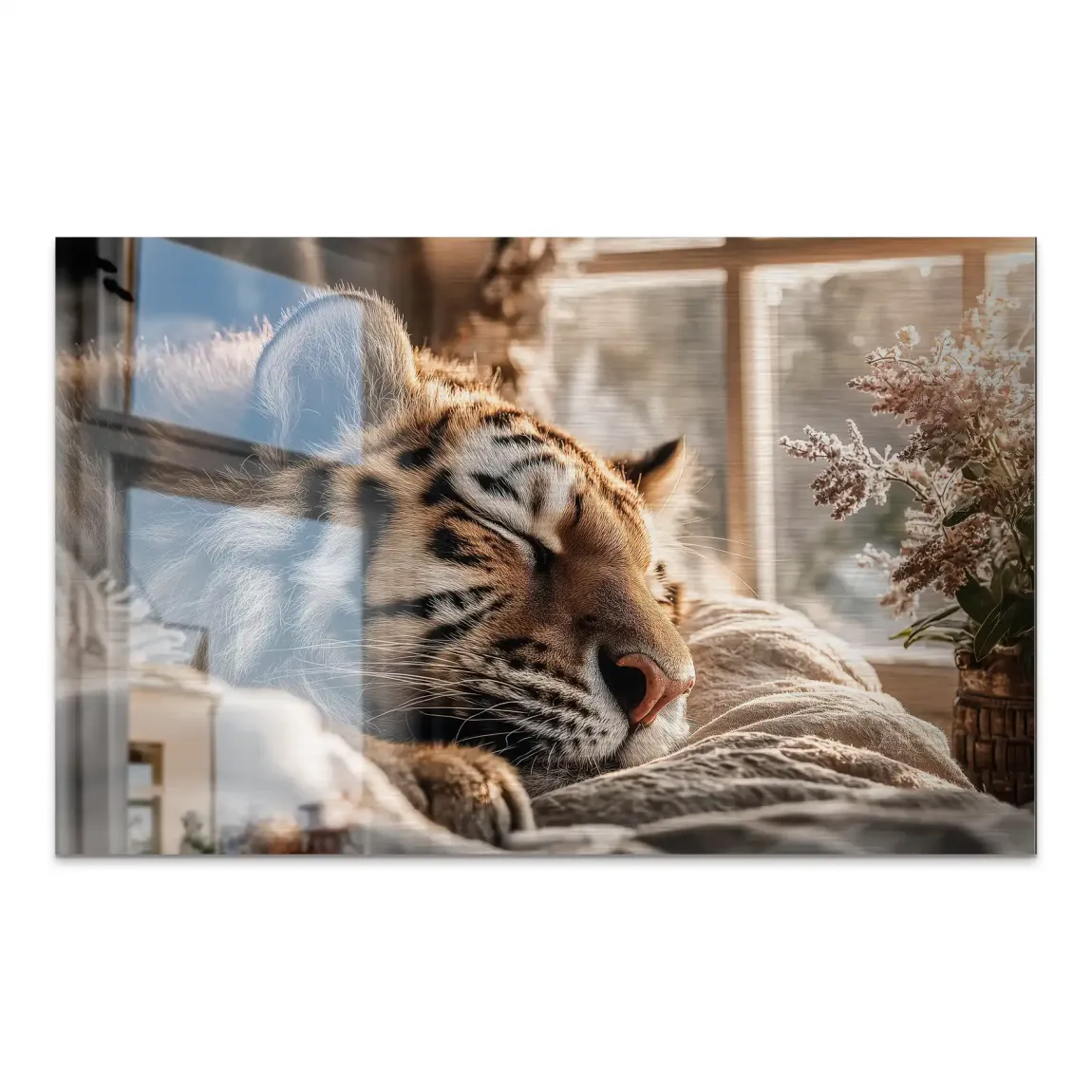 Schlafender Tiger Aluminiumbild gebürstet