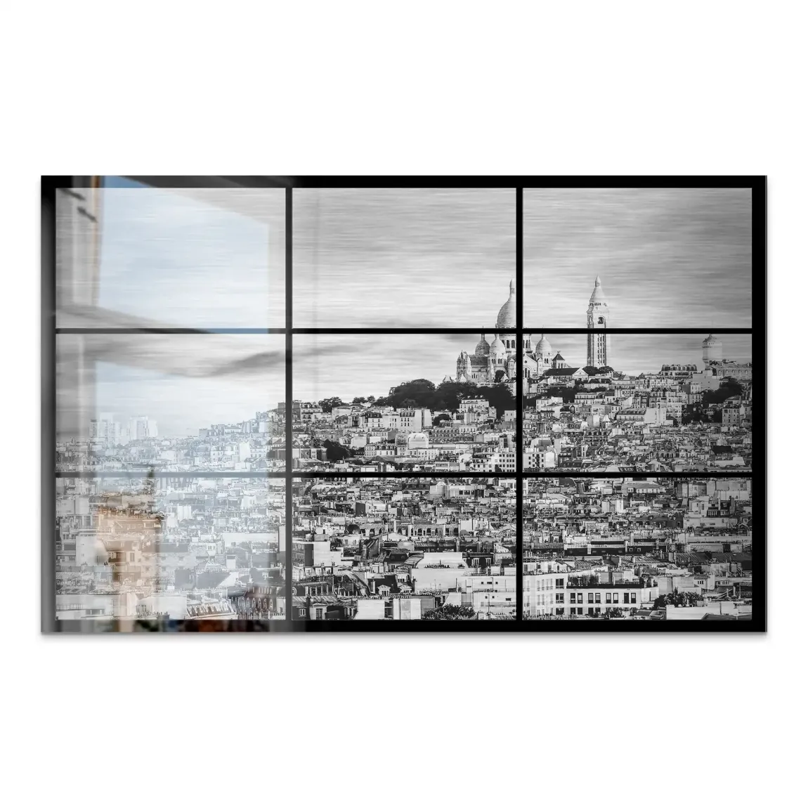 Paris Skyline Black and White AluDibond Gebürstet