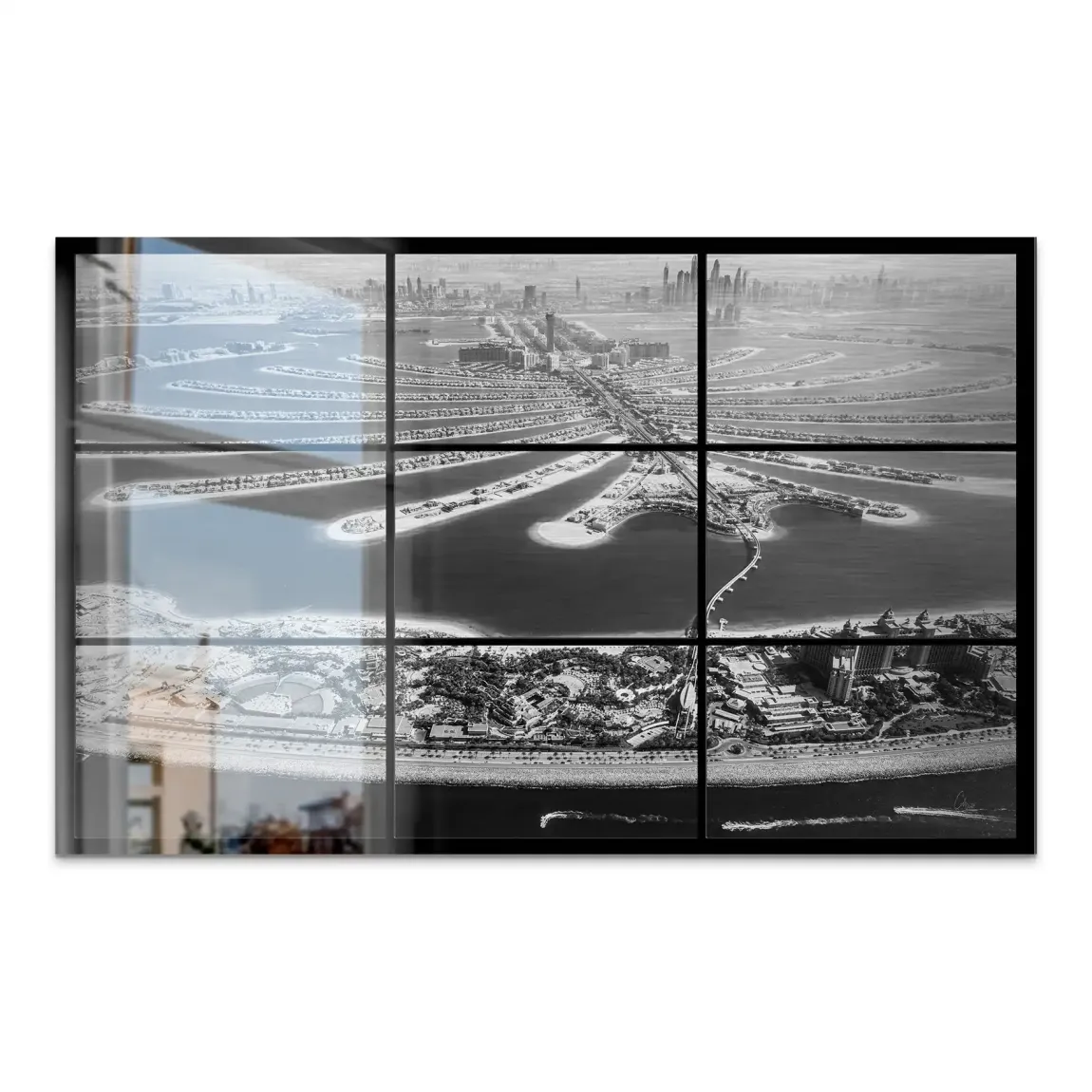 Palm View Dubai Noir AluDibond Gebürstet