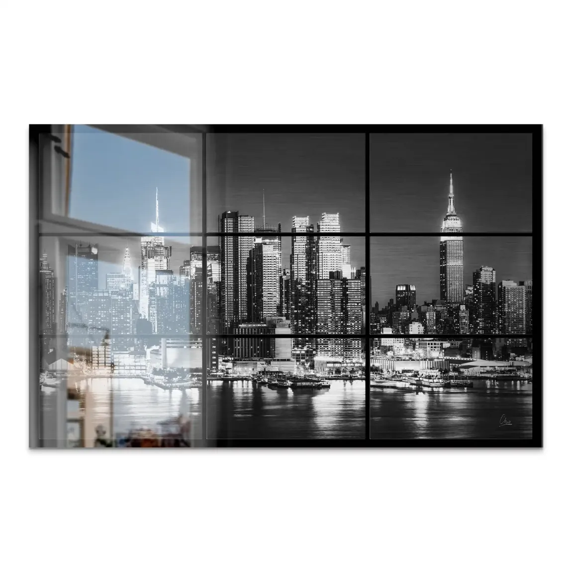 New York Black Skyline AluDibond Gebürstet