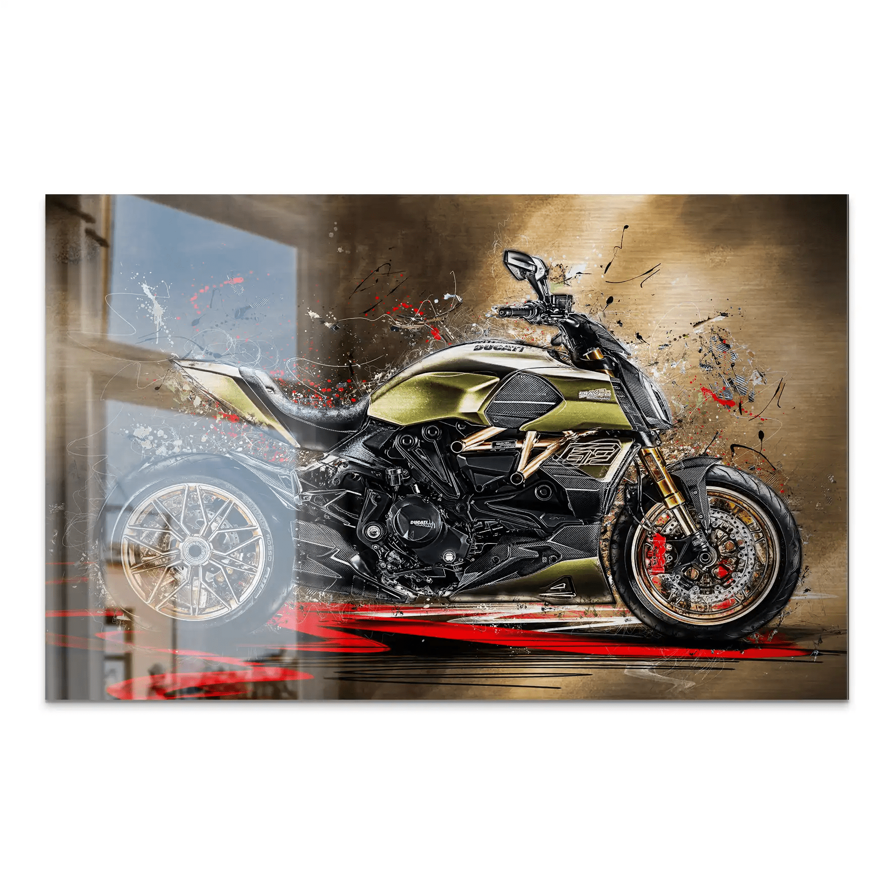 Ducati Diavel Lambo Retro Alu Dibond Gebürstet INGALERIE