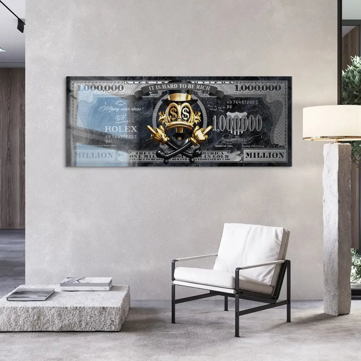 Dagobert Duck Totenkopf Black Dollar Alu Gebürstet INGALERIE