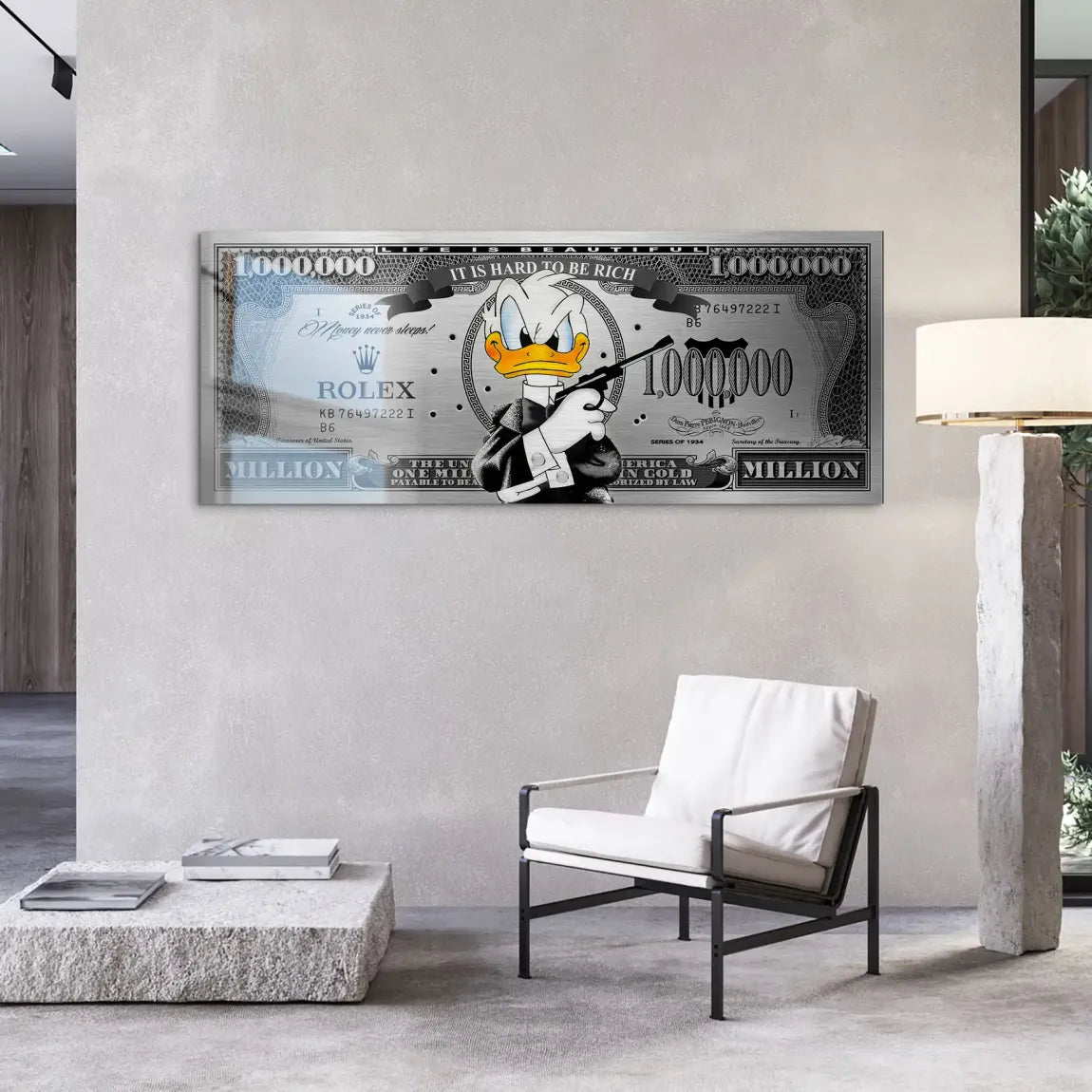Donald Duck License to Bill Pop Art Dollar Alu Gebürstet INGALERIE