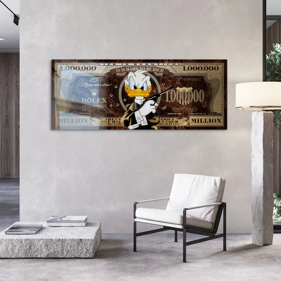 Donald Duck Rich State of Mind Pop Art Alu Gebürstet INGALERIE