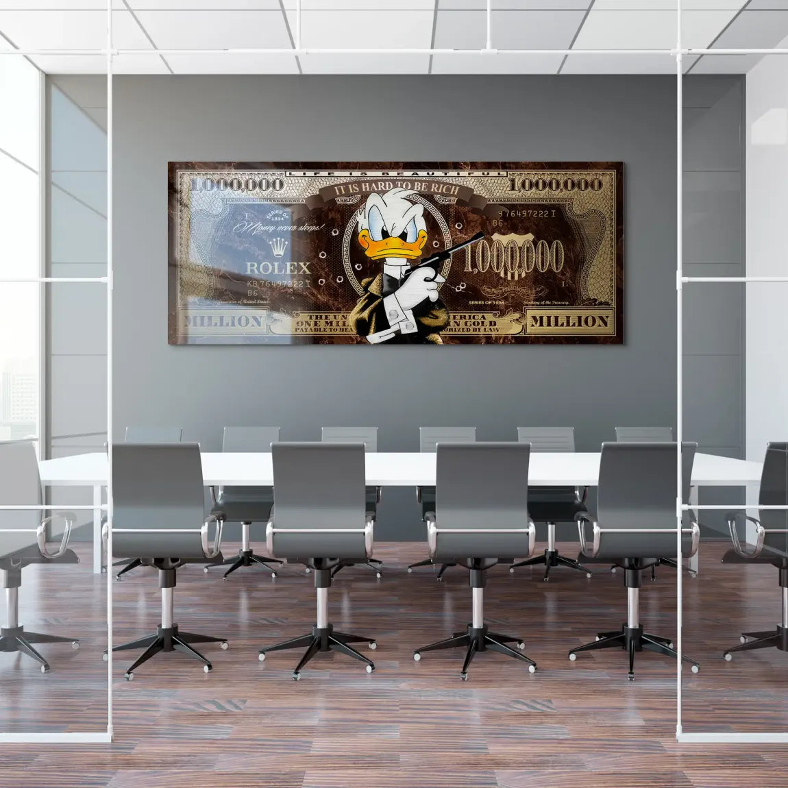 Donald Duck Rich State of Mind Pop Art Alu Gebürstet INGALERIE