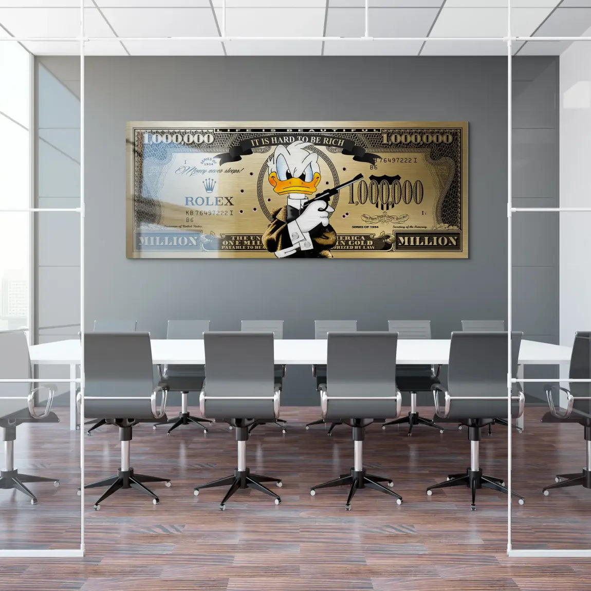 Donald Duck Goldfinger Instinct Pop Art Dollar Alu Gebürstet INGALERIE
