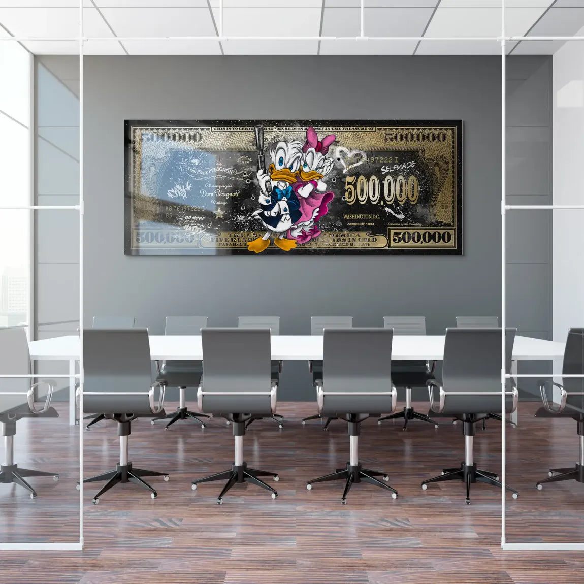 Donald & Daisy Duck Pop Art Dollar Alu Gebürstet Bild INGALERIE