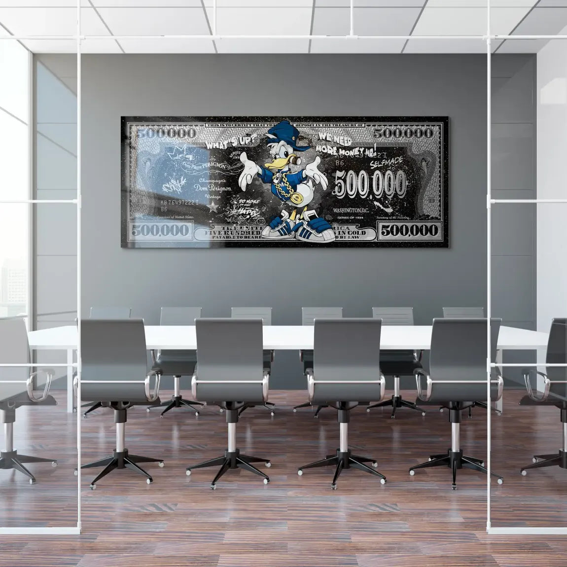 Donald Duck Whats up Dollar AluDibond Gebürstet Bild INGALERIE