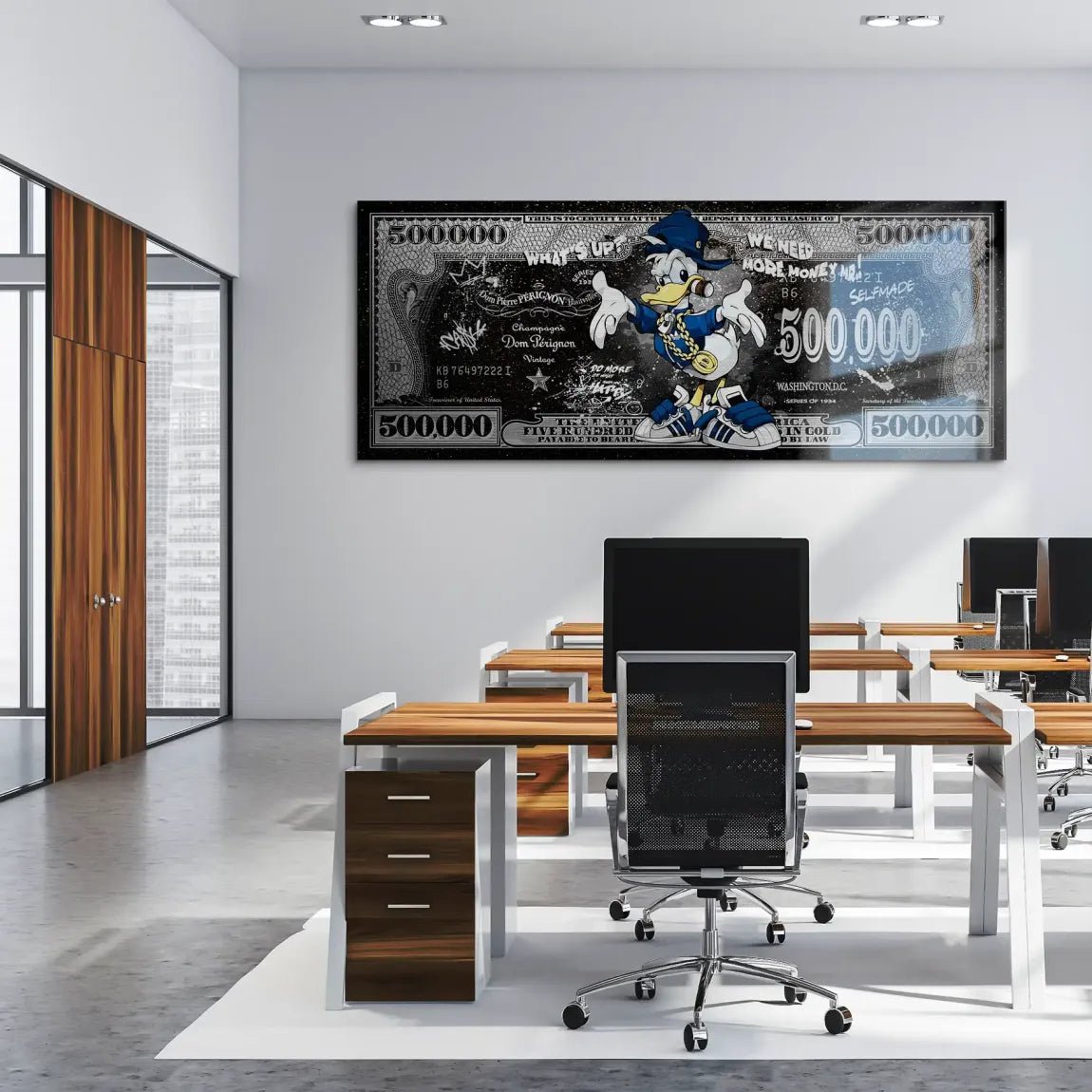 Donald Duck Whats up Dollar AluDibond Gebürstet Bild INGALERIE