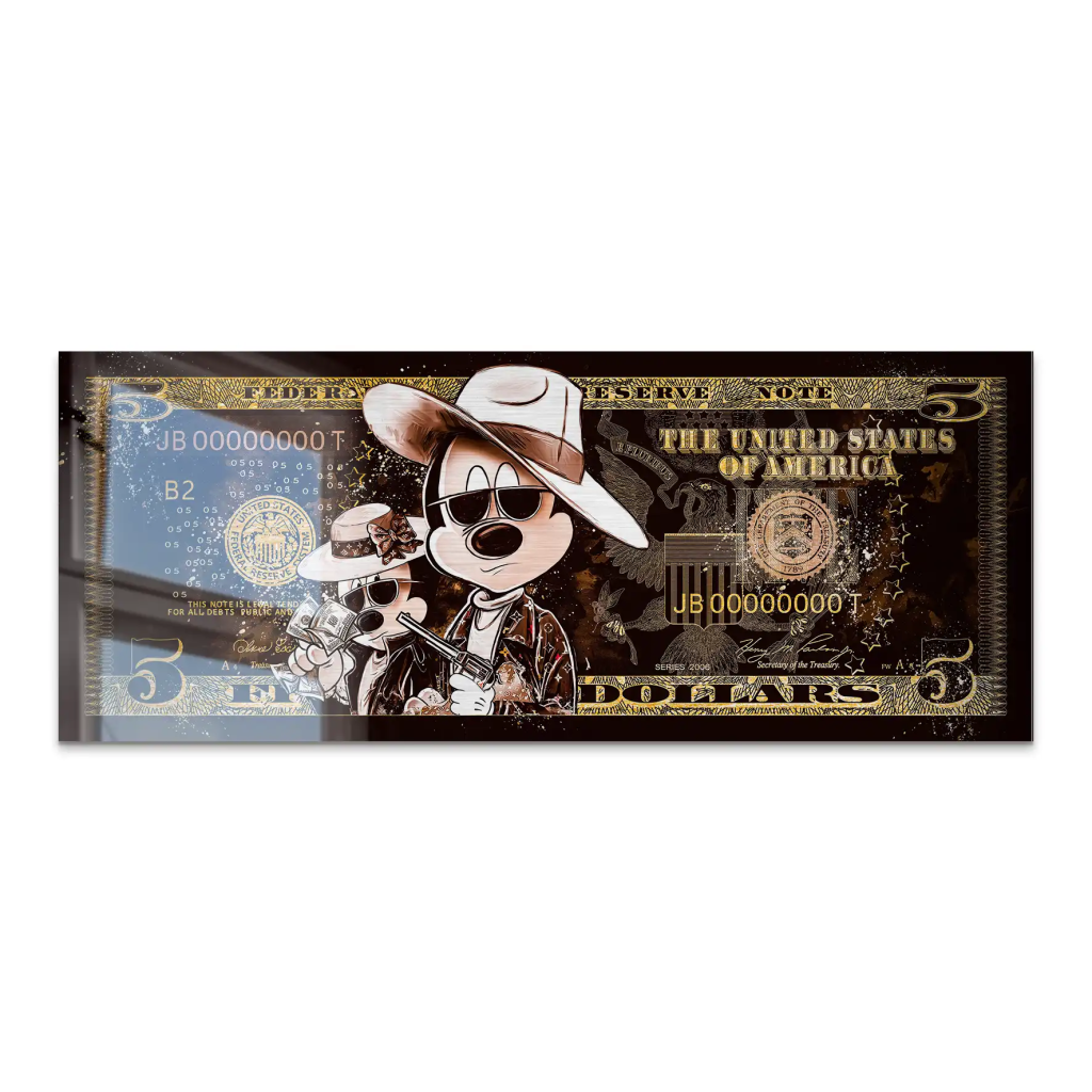Micky und Minnie Dollar Retro Pop Art Alu Gebürstet Bild INGALERIE