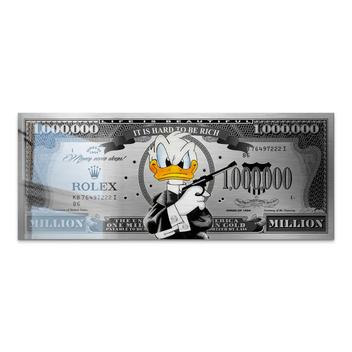 Donald Duck License to Bill Pop Art Dollar Alu Gebürstet INGALERIE