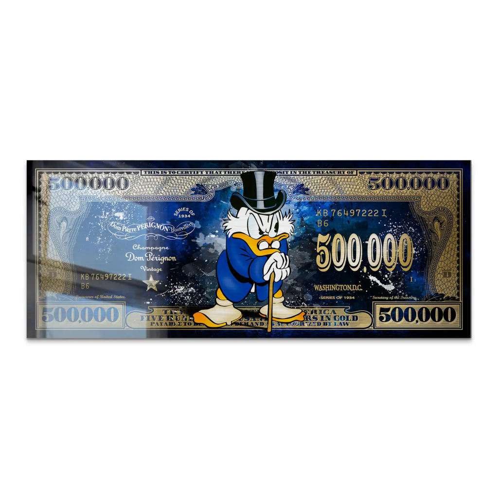 Dagobert Blue Scrooge Dollar AluDibond Gebürstet INGALERIE