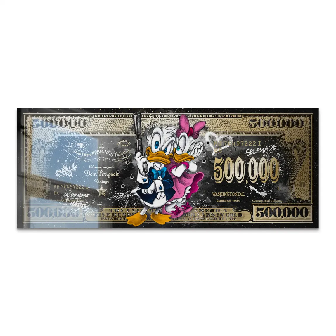 Donald & Daisy Duck Pop Art Dollar Alu Gebürstet Bild INGALERIE