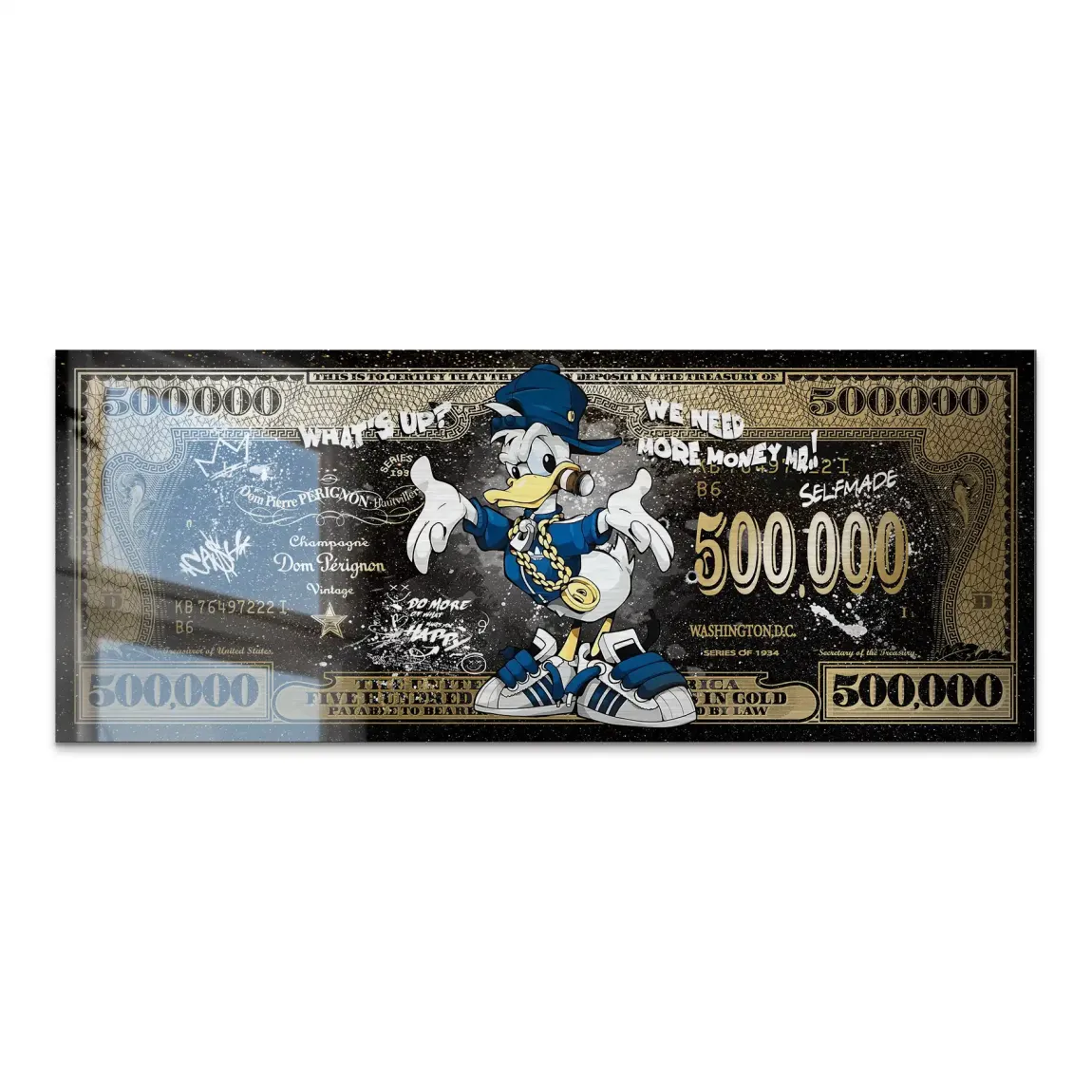 Donald Duck Whats Up Dollar Style Alu Gebürstet Bild INGALERIE