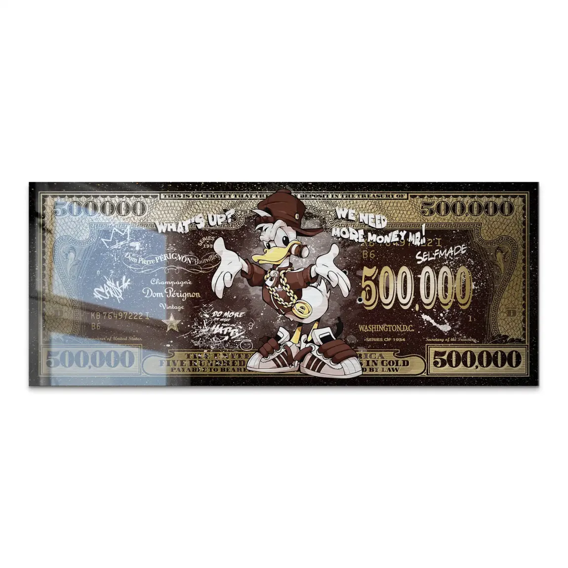 Donald Duck Whats Up Retro Dollar Alu Gebürstet Bild INGALERIE