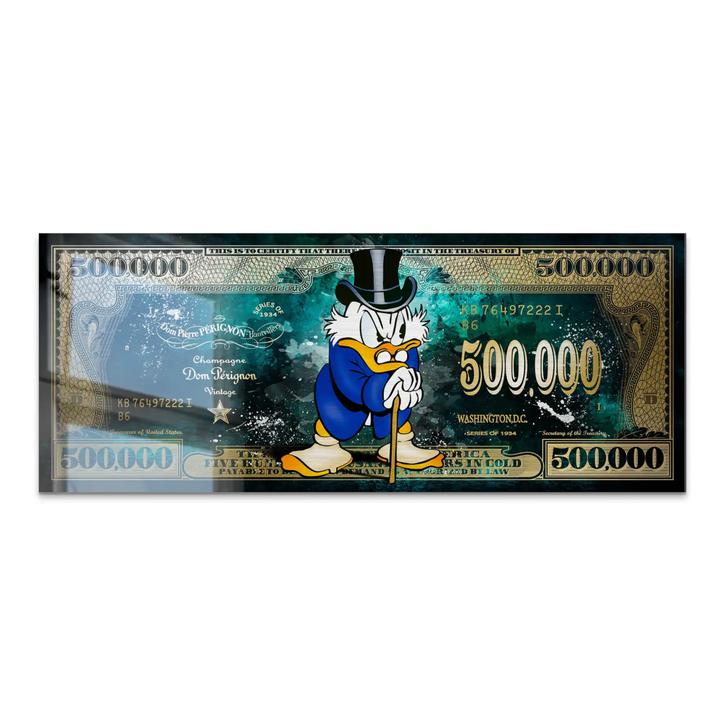 Dagobert Green Scrooge Dollar AluDibond Gebürstet INGALERIE