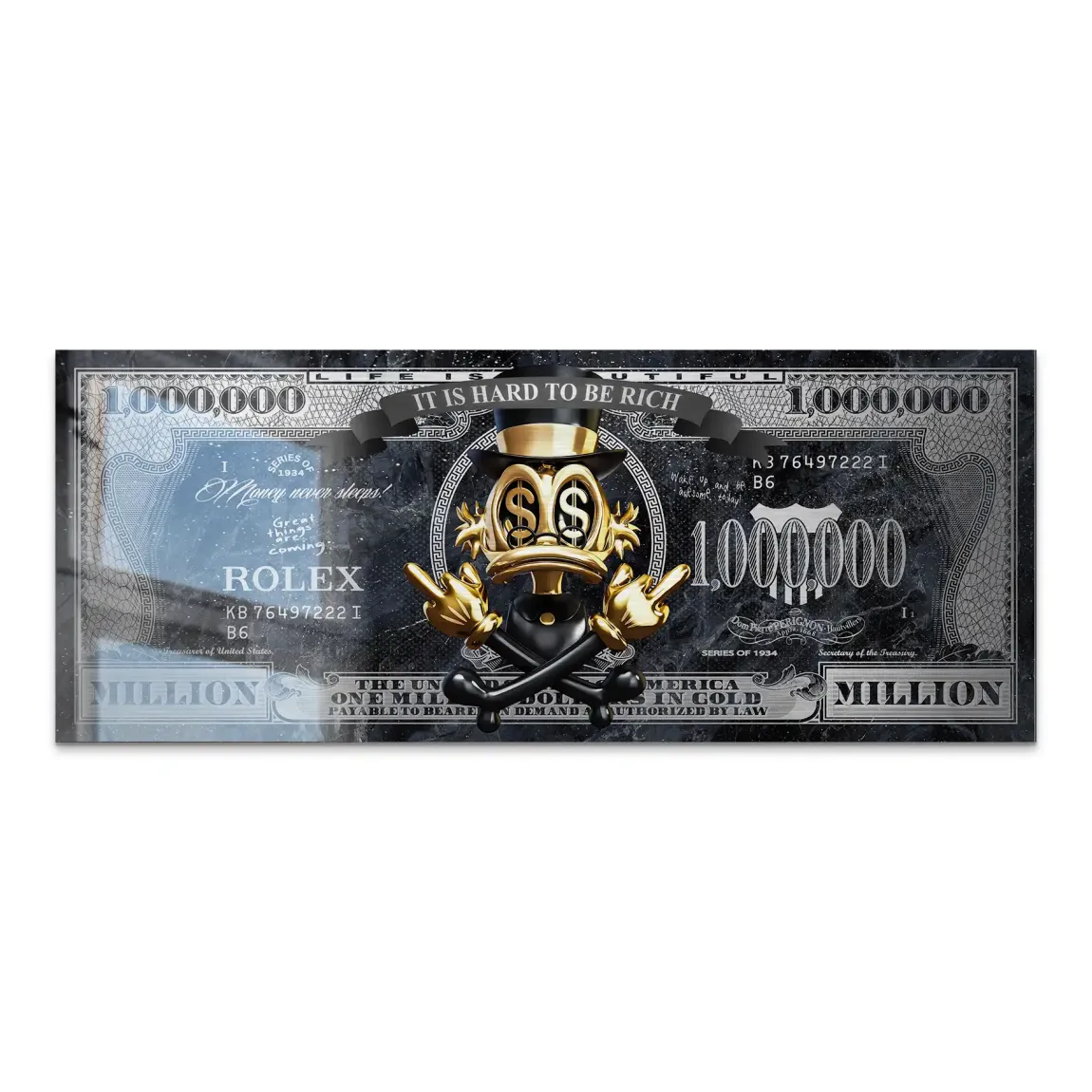 Dagobert Duck Totenkopf Black Dollar Alu Gebürstet INGALERIE