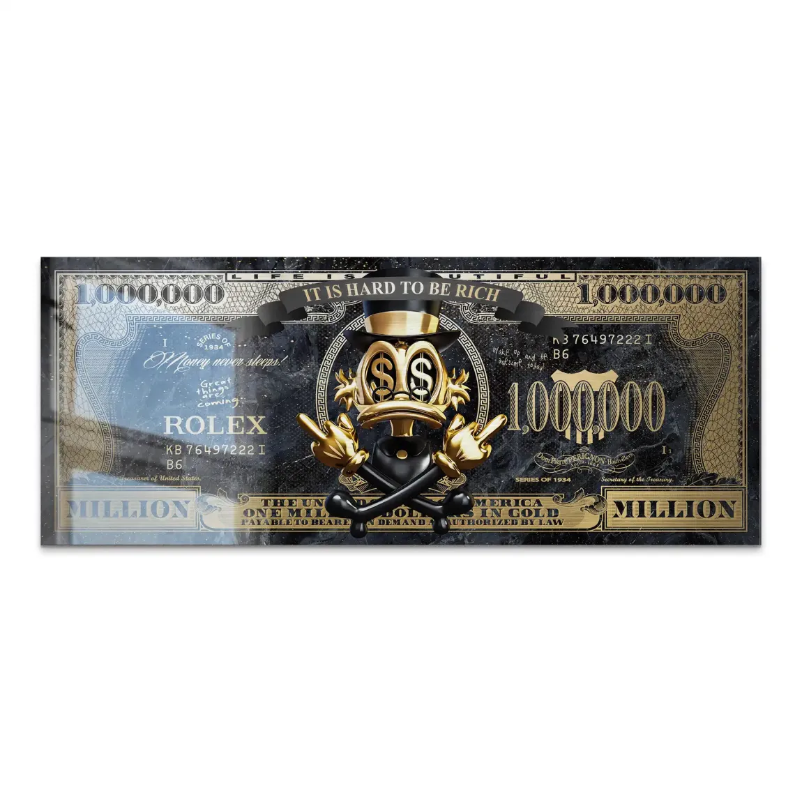 Dagobert Duck Totenkopf Dollar Alu Gebürstet INGALERIE