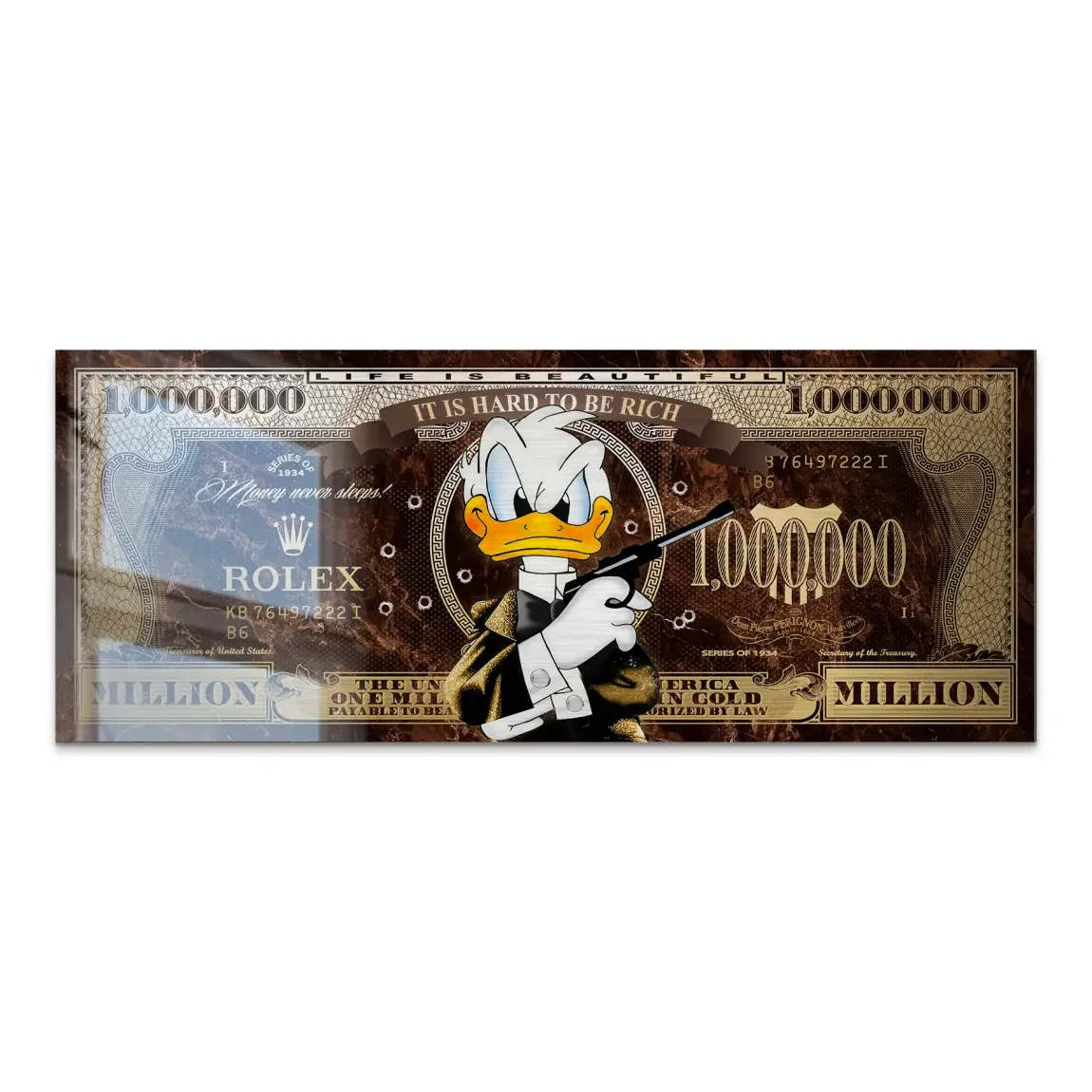 Donald Duck Rich State of Mind Pop Art Alu Gebürstet INGALERIE