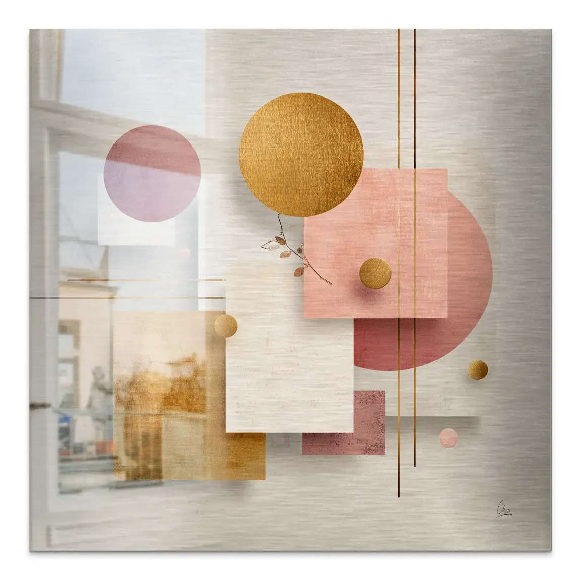 Golden Geometry Alu Gebürstet Bild