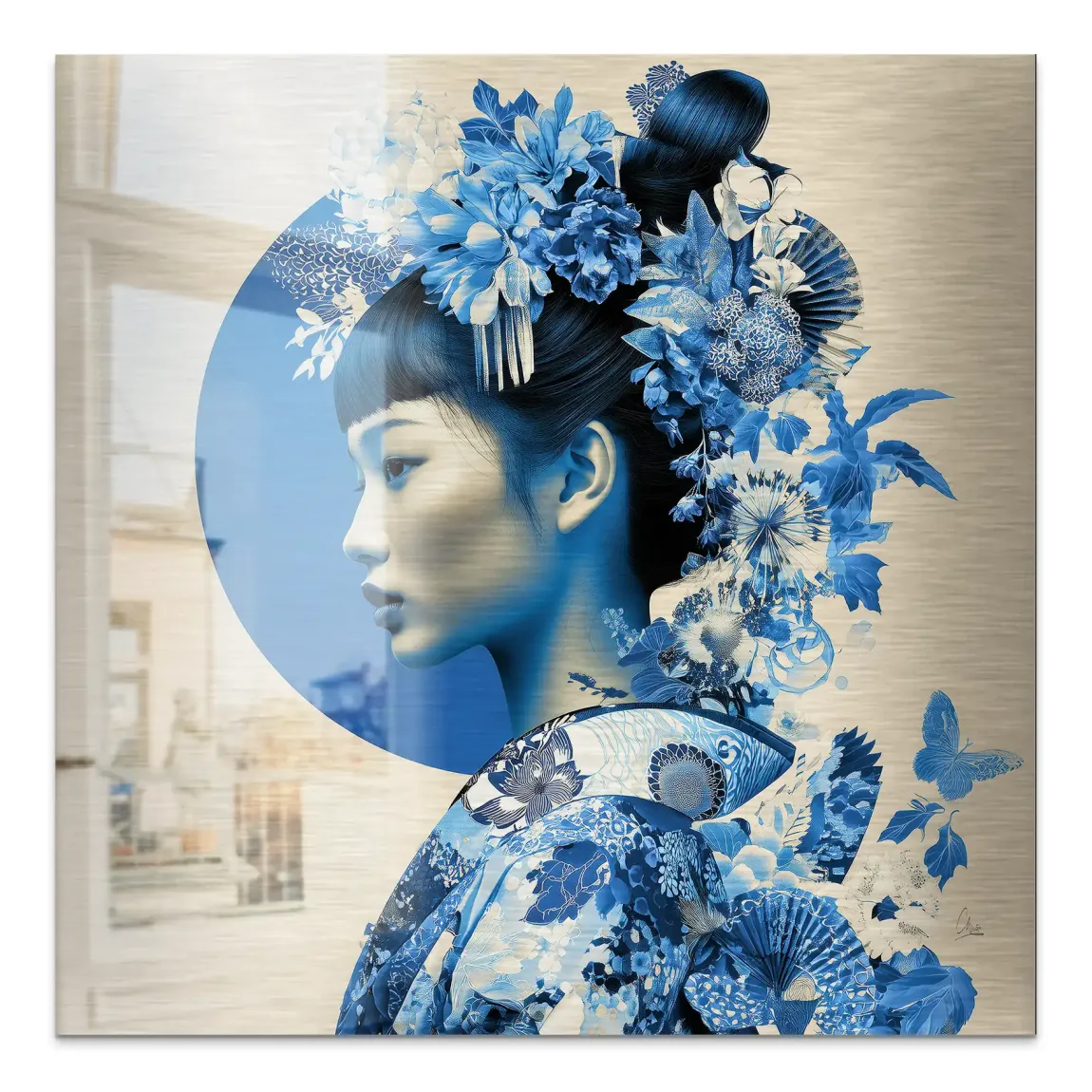 Blue Lotus Geisha Alu Gebürstet Bild