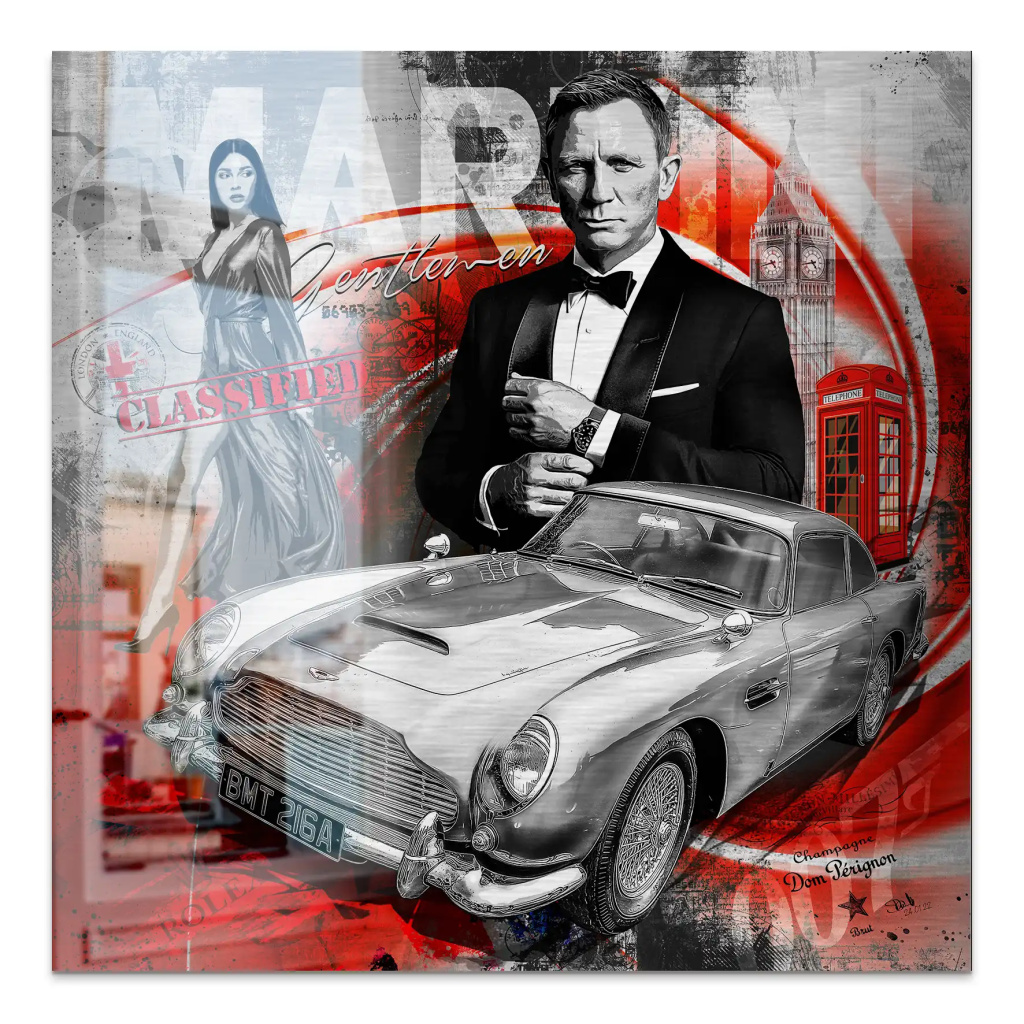 James Bond Martini Art Alu Gebürstet Bild INGALERIE