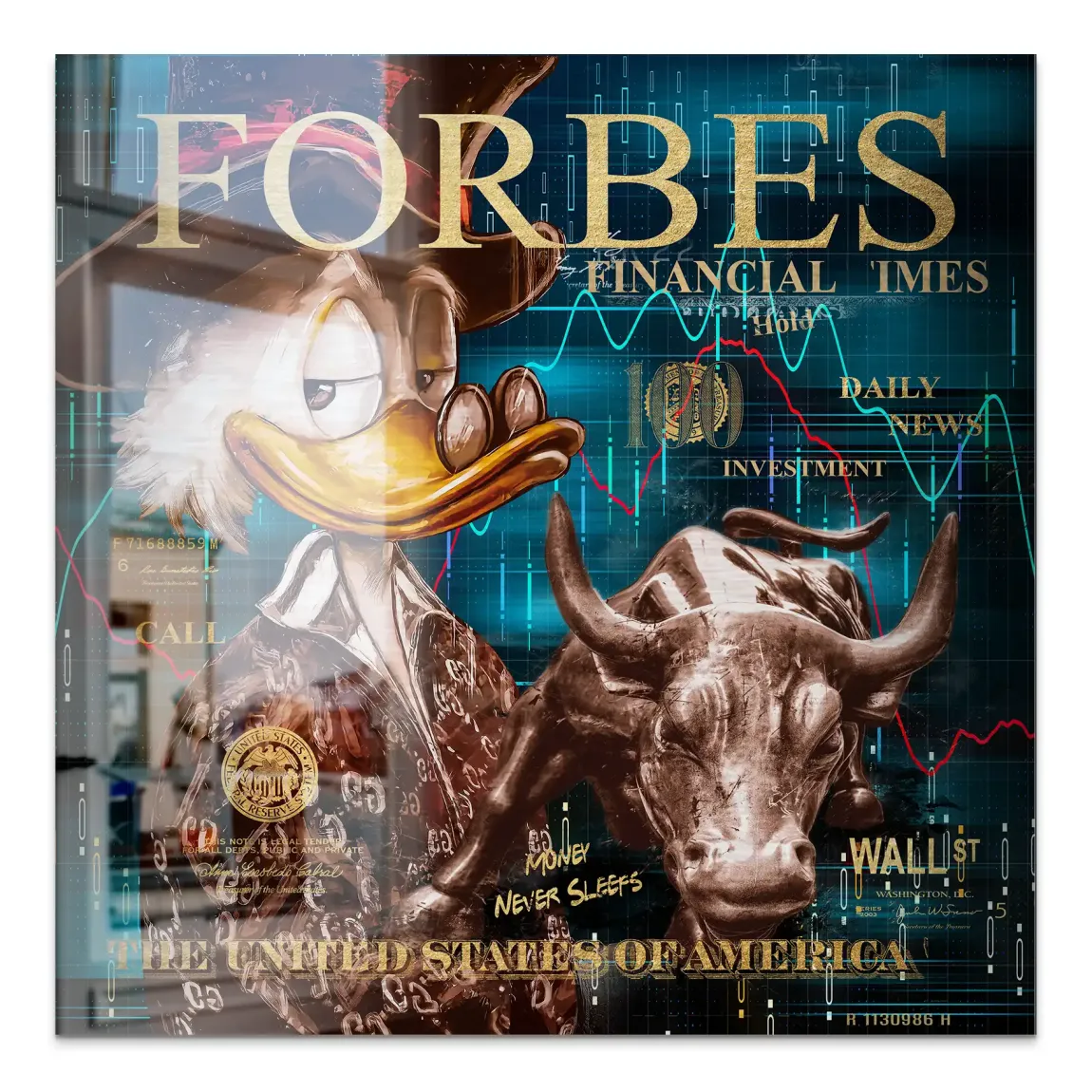 Dagobert Duck Wallstreet Alu Gebürstet Bild