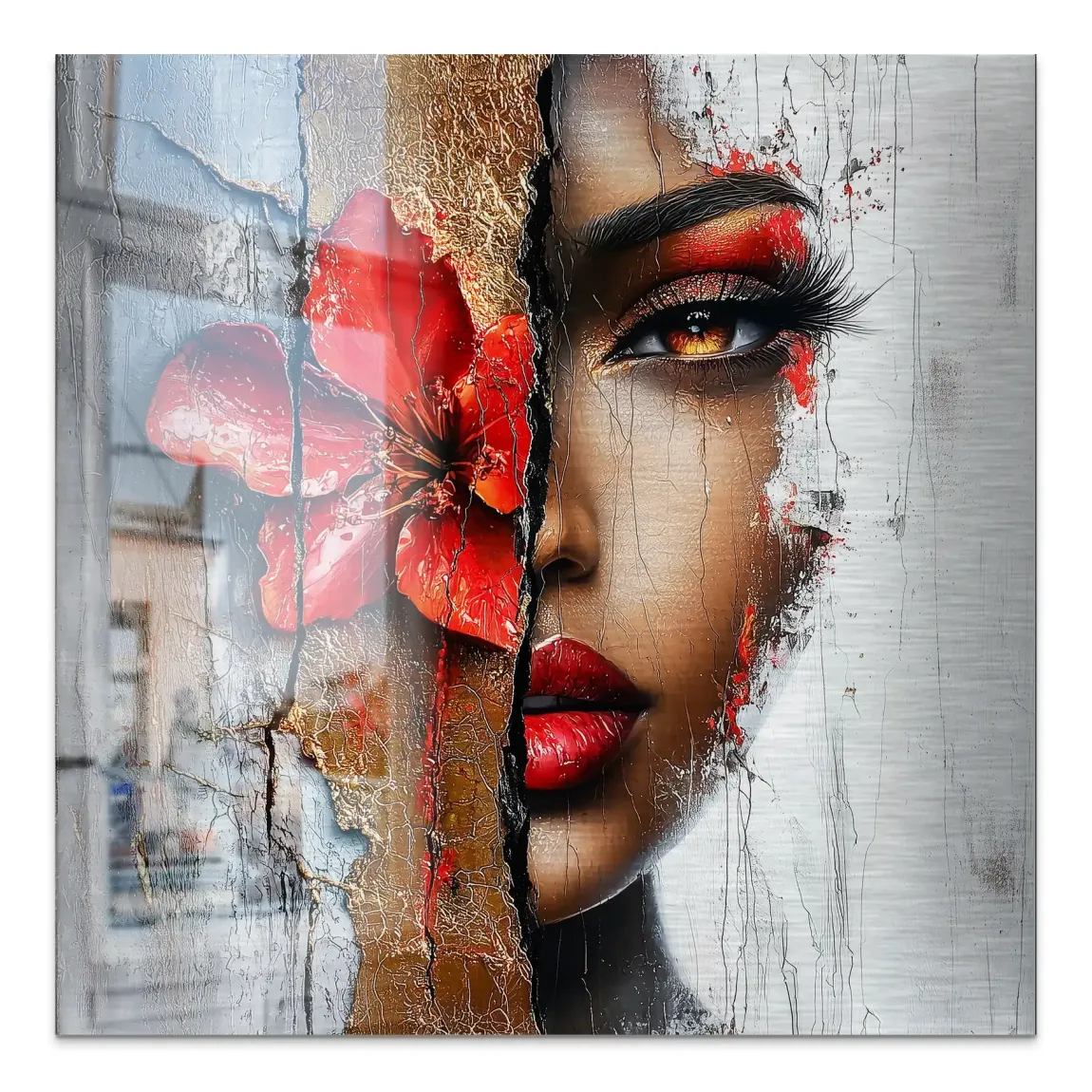 Red Blossom Beauty Alu Gebürstet Bild INGALERIE